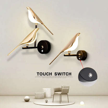 Wall Light - Creative Bird 360° Rotatable LED Wall Lamp Golden Touch Switch SW-36210457 - SWEET-LIGHTS