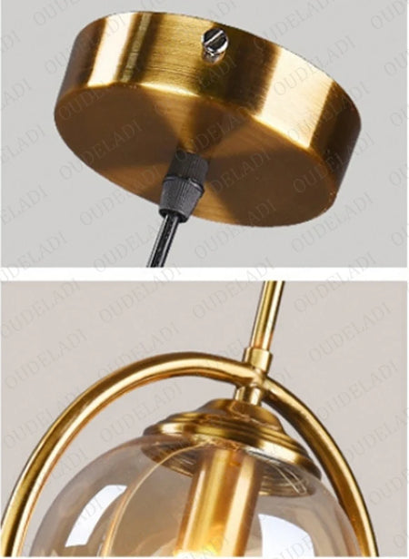 Pendant Light - Nordic Metal Ring Glass Ball Hanging Lamp SW-36210345 - SWEET-LIGHTS