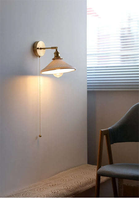 Wall Light - Modern White Ceramic Wall Mounted Lamps for Hotel Bedroom Bedside Pull Switch Sconce Nordic Hallway Aisle SW-36210458 - SWEET-LIGHTS