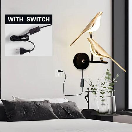 Wall Light - Creative Bird 360° Rotatable LED Wall Lamp Golden Touch Switch SW-36210457 - SWEET-LIGHTS