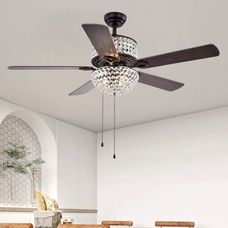 Fans - 52 Inch Crystal Ceiling Fan with Lights and Remote SW-36210987 - SWEET-LIGHTS