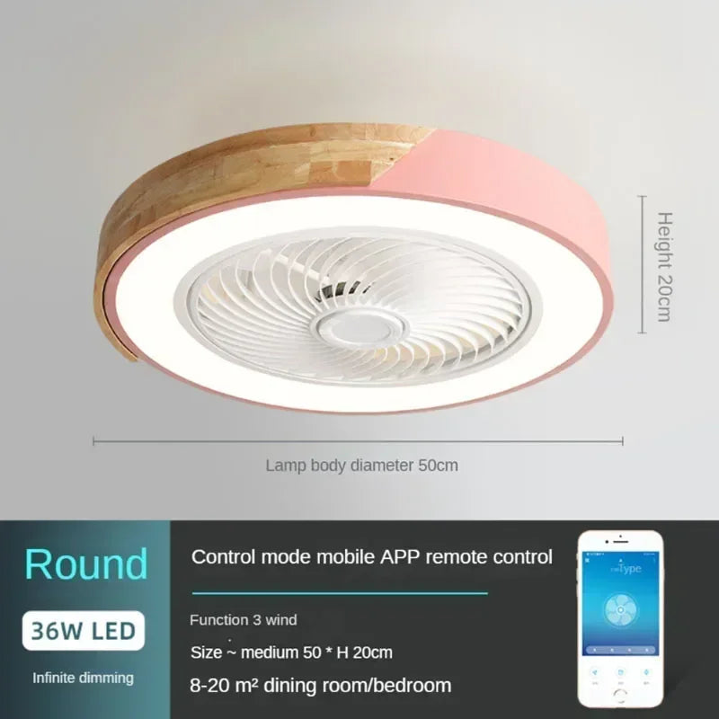 Fans - Modern Low Profile Wood Ceiling Fan Light with Remote Control SW-36210789 - SWEET-LIGHTS