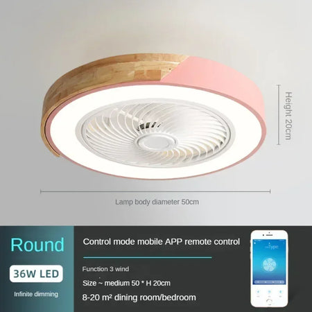 Fans - Modern Low Profile Wood Ceiling Fan Light with Remote Control SW-36210789 - SWEET-LIGHTS
