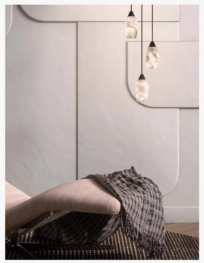 Pendant Light - Natural Marble Alabaster Copper Chandelier SW-36210349 - SWEET-LIGHTS