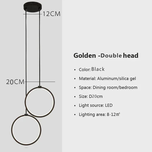Pendant Light - Modern LED Black Gold Circular Chandelier SW-36210789 - SWEET-LIGHTS