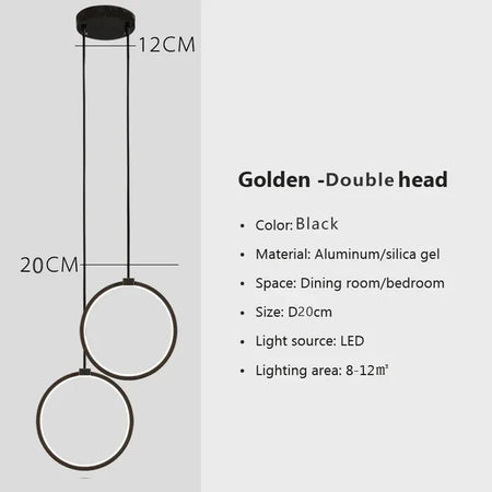 Pendant Light - Modern LED Black Gold Circular Chandelier SW-36210789 - SWEET-LIGHTS