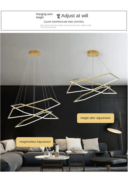 Pendant Light - Modern Luxury Gold Hexagon LED Chandelier SW-36210578 - SWEET-LIGHTS