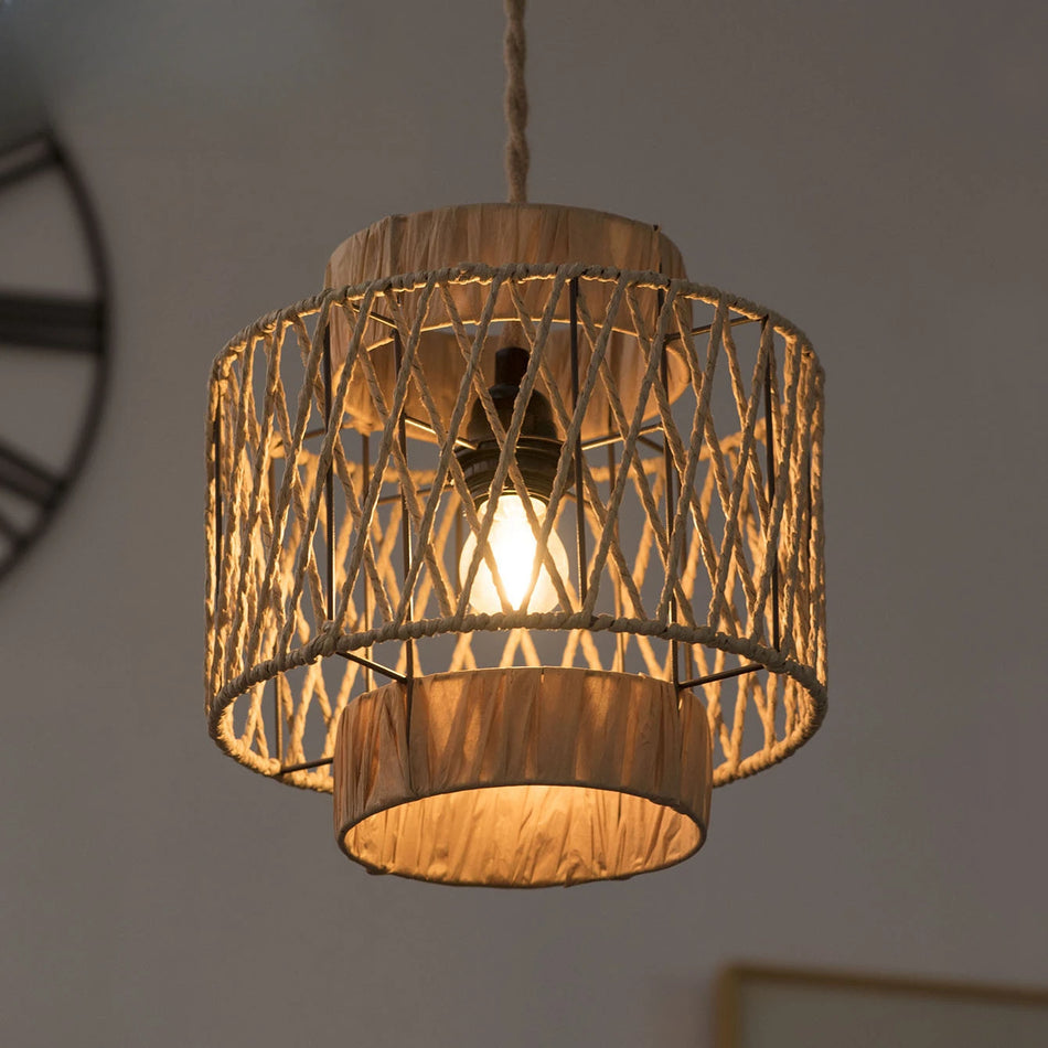 Lampshade - Retro Pendant Lamp Hand Woven Paper Rope SW-36210467 - SWEET-LIGHTS