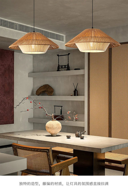 Pendant Light - Boho Rattan Pendant Light Fixture Vintage Farmhouse E27 Hand Woven Hemp Rope Hanging Chandelier SW-36210739 - SWEET-LIGHTS