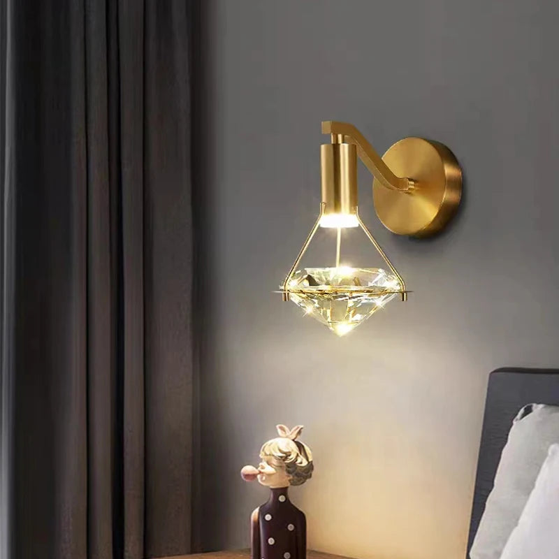 Wall Light - Modern LED Creative Diamond Crystal Wall Lamp Bedroom Bedside Living Room Sconce Indoor Lighting SW-36210123 - SWEET-LIGHTS