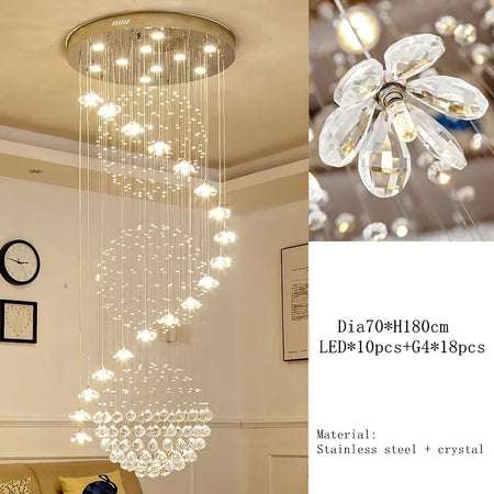 Chandelier - Modern Long Staircase Crystal Pendant Light SW-36210123 - SWEET-LIGHTS