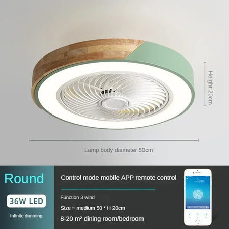 Fans - Modern Low Profile Wood Ceiling Fan Light with Remote Control SW-36210789 - SWEET-LIGHTS
