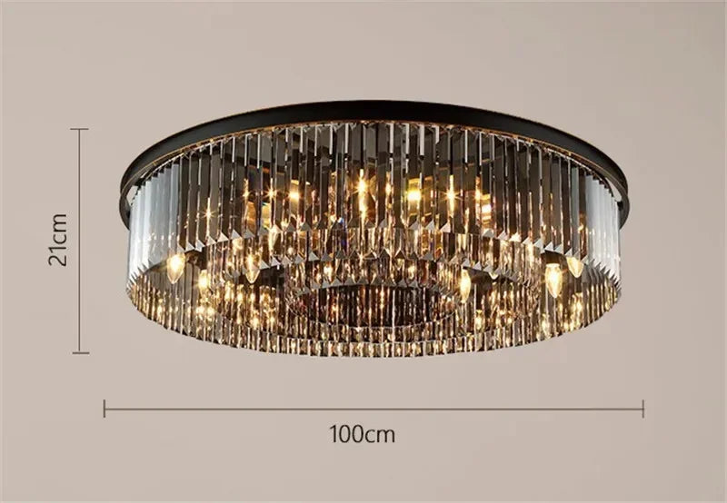 Ceiling Light - Luxury Round Modern Crystal Black E14 Lamp SW-36210478 - SWEET-LIGHTS