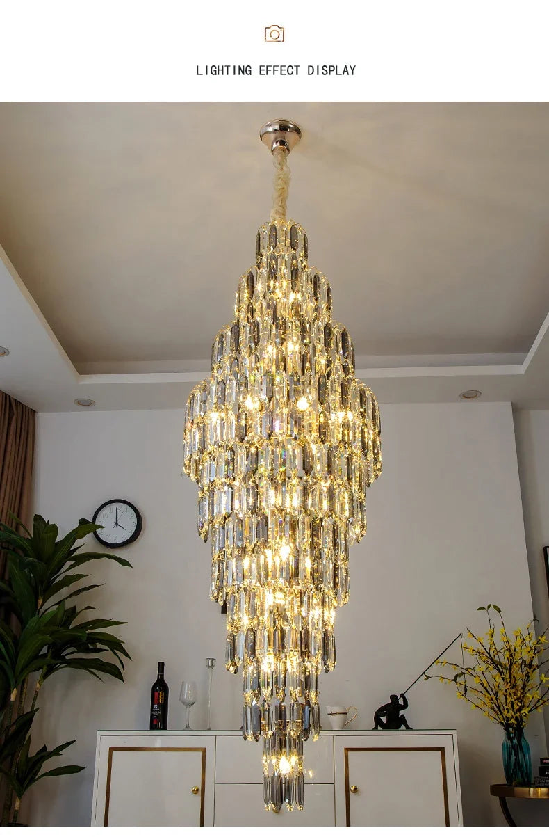 Chandelier - Duplex Building Villa Living Room Crystal Lamp SW-36210457 - SWEET-LIGHTS