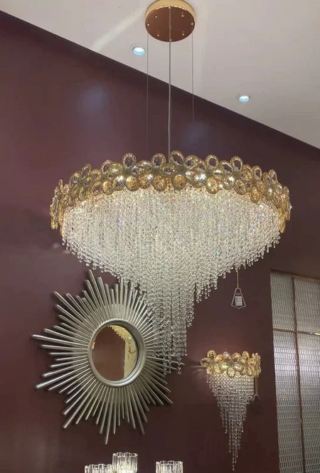 Chandelier - Modern Flower Crystal Tassel Ceiling Pendant Lights SW-36210347 - SWEET-LIGHTS