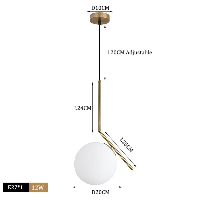 Pendant Light - Modern Glass Ball LED Hanging Lamp Brass Black Chrome SW-36210347 - SWEET-LIGHTS