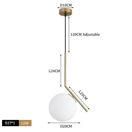 Pendant Light - Modern Glass Ball LED Hanging Lamp Brass Black Chrome SW-36210347 - SWEET-LIGHTS