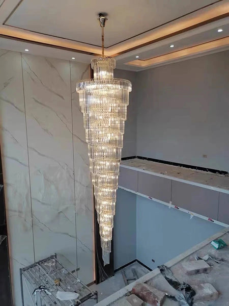 Chandelier - Long Crystal Staircase Gold Modern Lamp Luxury Villa Home Decor SW-36210458 - SWEET-LIGHTS
