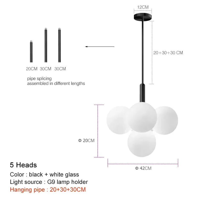 Pendant Light - Nordic Minimalist Glass Ball LED Chandelier for Home Decor SW-36210457 - SWEET-LIGHTS