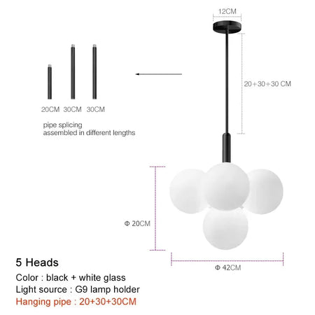 Pendant Light - Nordic Minimalist Glass Ball LED Chandelier for Home Decor SW-36210457 - SWEET-LIGHTS