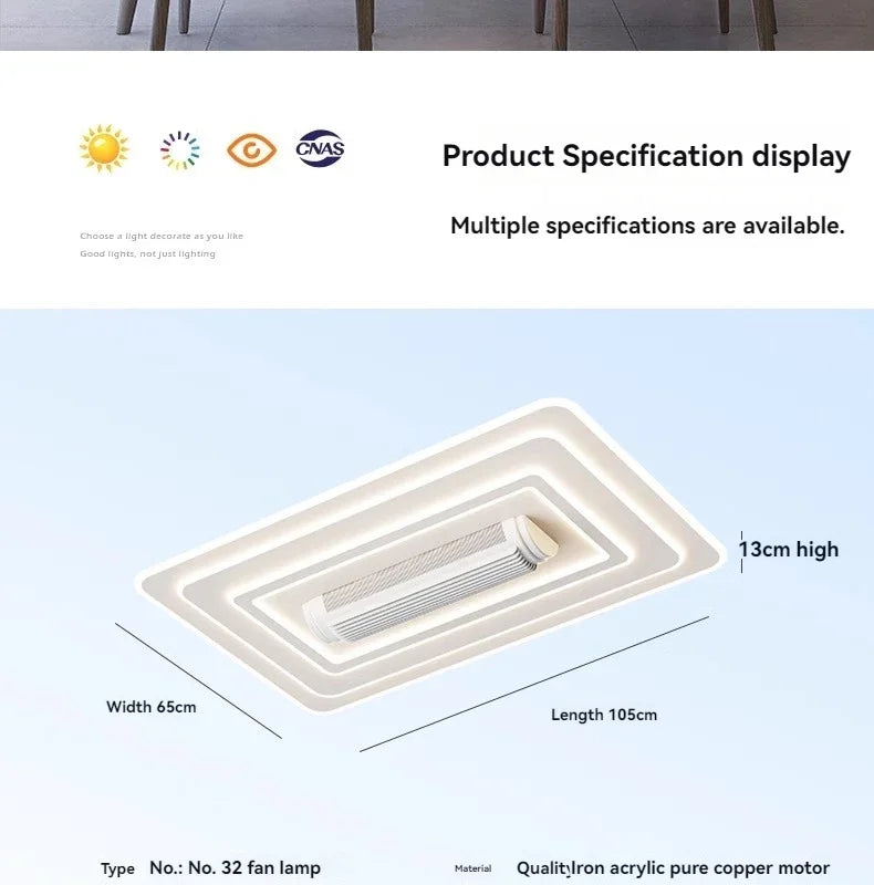 Fans - LED Invisible Bladeless Ceiling Fan Chandelier for Smart Home SW-36210347 - SWEET-LIGHTS