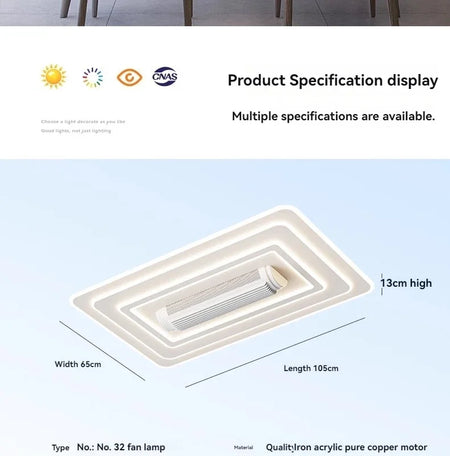 Fans - LED Invisible Bladeless Ceiling Fan Chandelier for Smart Home SW-36210347 - SWEET-LIGHTS