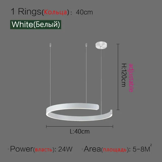 Pendant Light - Nordic Ring Led Pendant Lamps Dimmable Black Gold Home Decor Fixture SW-36210345 - SWEET-LIGHTS