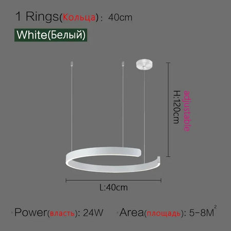 Pendant Light - Nordic Ring Led Pendant Lamps Dimmable Black Gold Home Decor Fixture SW-36210345 - SWEET-LIGHTS
