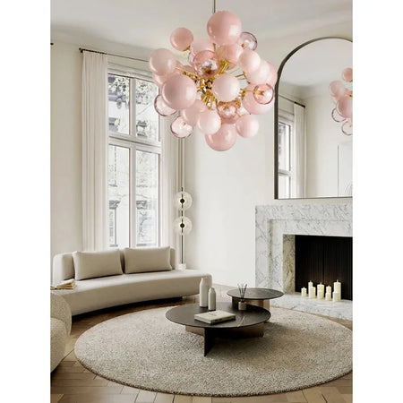 Chandelier - Art Deco Pink Bubbles Glass Pendant Light SW-36210976 - SWEET-LIGHTS