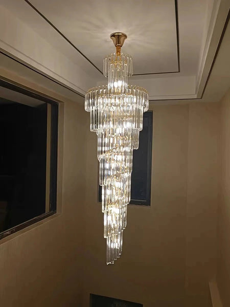 Chandelier - Long Crystal Staircase Gold Modern Lamp Luxury Villa Home Decor SW-36210458 - SWEET-LIGHTS