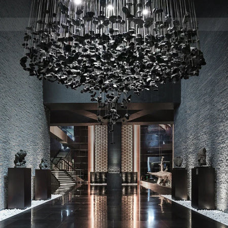 Pendant Light - Black Art Crystal Chandelier LED Luxury Staircase Home Light Fixtures SW-36214567 - SWEET-LIGHTS