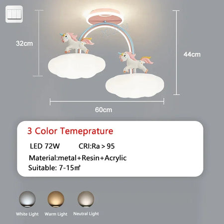 Children Lighting - Nordic Child Unicorn Ceiling Light Dimmable for Girl Bedroom Nursery Home Decor SW-36210458 - SWEET-LIGHTS