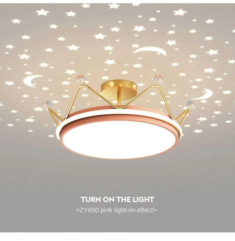 Children Lighting - Crown LED Dimmable Ceiling Chandelier Star And Moon Lamp Pendant Kids Room Decor SW-36210347 - SWEET-LIGHTS