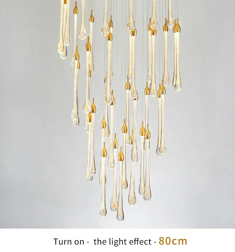 Chandelier - Modern Crystal LED Chandelier Gold Long Stair Fixtures SW-36210354 - SWEET-LIGHTS