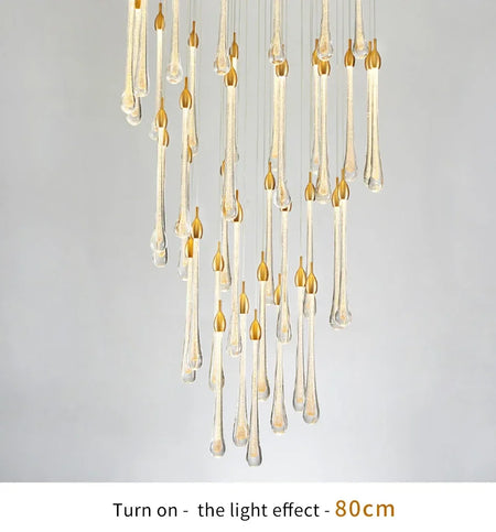 Chandelier - Modern Crystal LED Chandelier Gold Long Stair Fixtures SW-36210354 - SWEET-LIGHTS