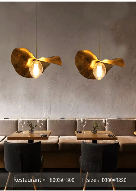 Pendant Light - Lotus Leaf Minimalist Hammered Brass Lamp SW-36210345 - SWEET-LIGHTS