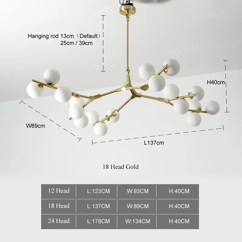 Pendant Light - Modern Tree Branches LED Chandelier with Glass Balls for Living Room and Dining Room SW-36210457 - SWEET-LIGHTS