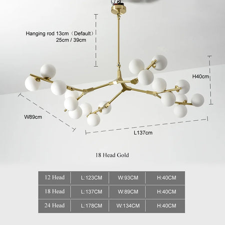 Pendant Light - Modern Tree Branches LED Chandelier with Glass Balls for Living Room and Dining Room SW-36210457 - SWEET-LIGHTS