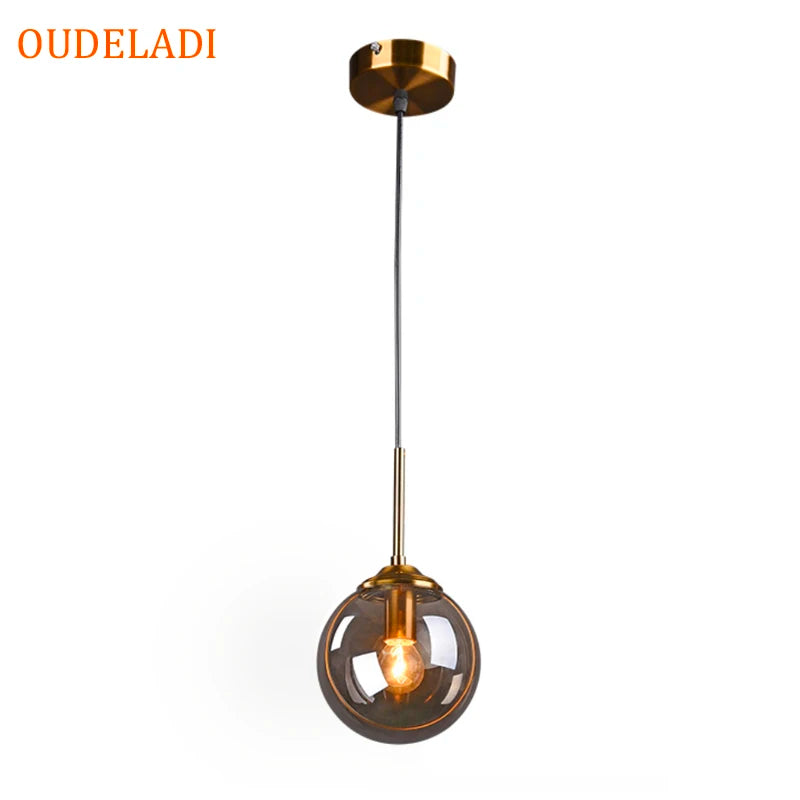 Pendant Light - Nordic Metal Ring Glass Ball Hanging Lamp SW-36210345 - SWEET-LIGHTS
