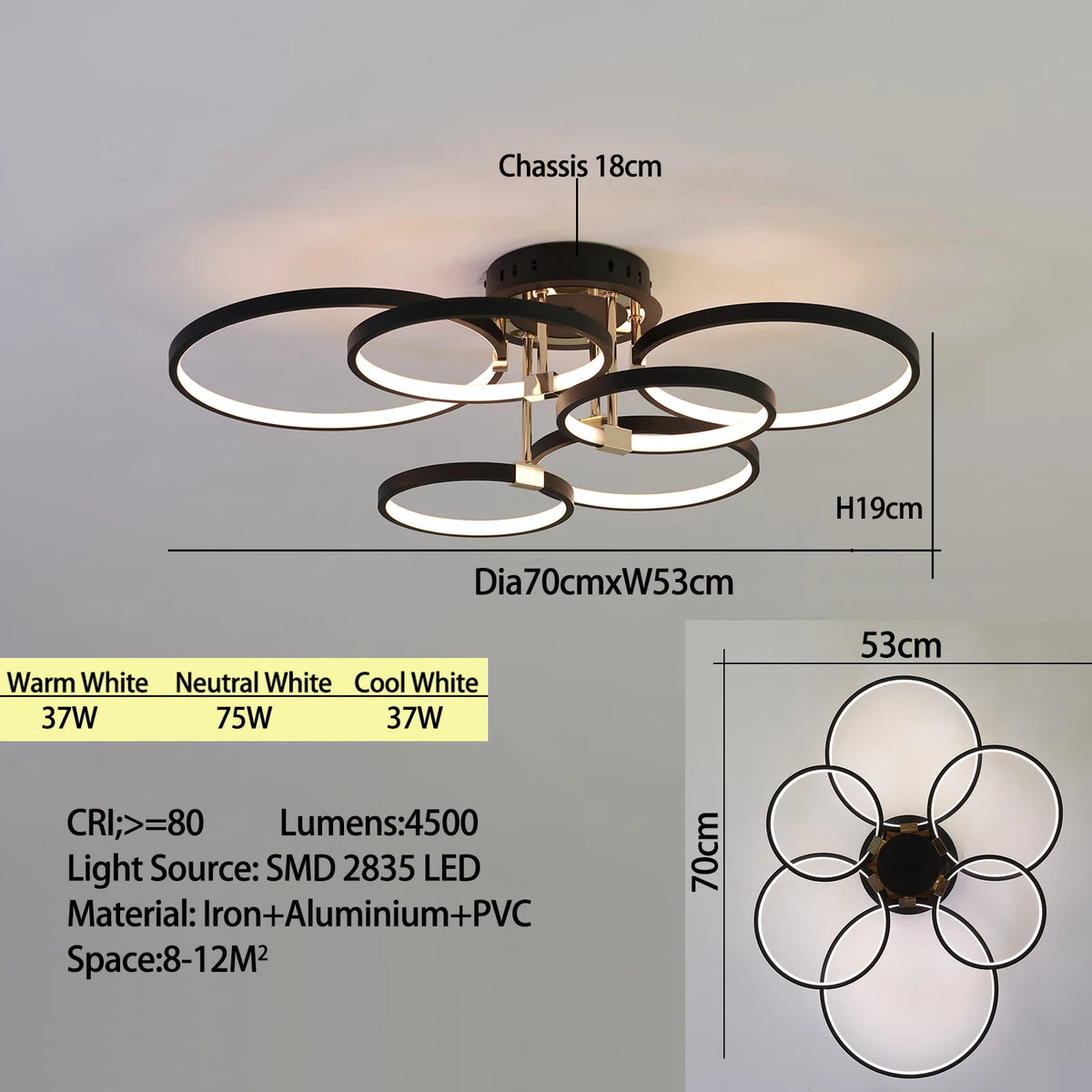 Ceiling Light - Modern Dimmable LED Chandelier with Remote SW-36210789 - SWEET-LIGHTS