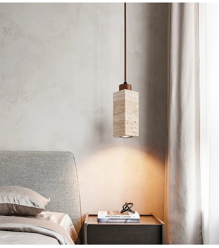 Pendant Light - Yellow Marble Droplight Dining Table Japan Wabi-Sabi Pendant Light SW-36210458 - SWEET-LIGHTS