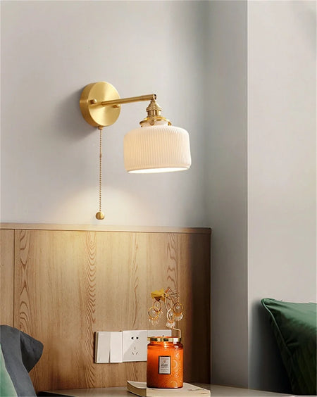 Wall Light - Modern White Ceramic Wall Mounted Lamps for Hotel Bedroom Bedside Pull Switch Sconce Nordic Hallway Aisle SW-36210458 - SWEET-LIGHTS