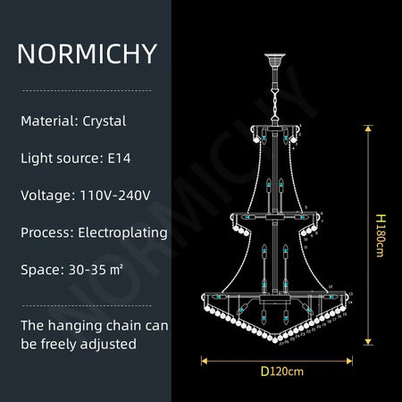 Chandelier - Luxury Living Room Crystal Staircase Chrome Lighting SW-36210789 - SWEET-LIGHTS