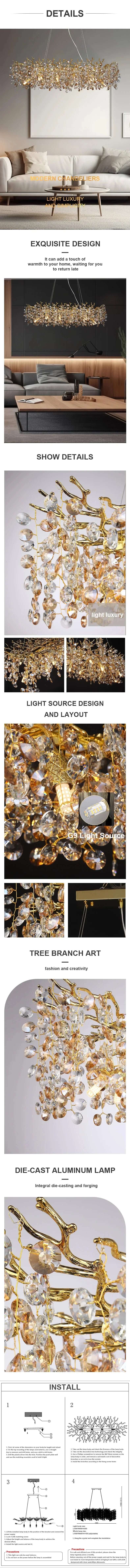Chandelier - Luxury Gold Crystal Pendant Light for Dining Room SW-36210347 - SWEET-LIGHTS
