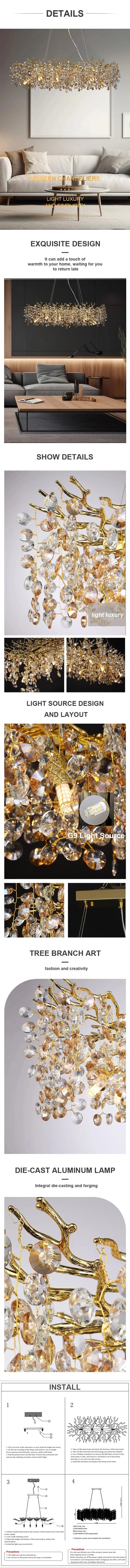 Chandelier - Luxury Gold Crystal Pendant Light for Dining Room SW-36210347 - SWEET-LIGHTS