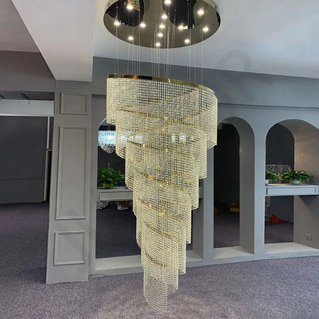 Chandelier - Large Spiral Design Crystal Chandelier For Staircase Hallway Lobby Modern LED Cristal Lamp Luxury Home Decor SW-36210345 - SWEET-LIGHTS
