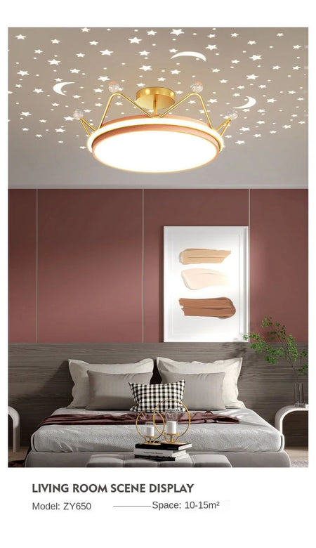 Children Lighting - Crown LED Dimmable Ceiling Chandelier Star And Moon Lamp Pendant Kids Room Decor SW-36210347 - SWEET-LIGHTS