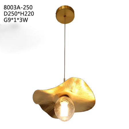 Pendant Light - Lotus Leaf Minimalist Hammered Brass Lamp SW-36210345 - SWEET-LIGHTS
