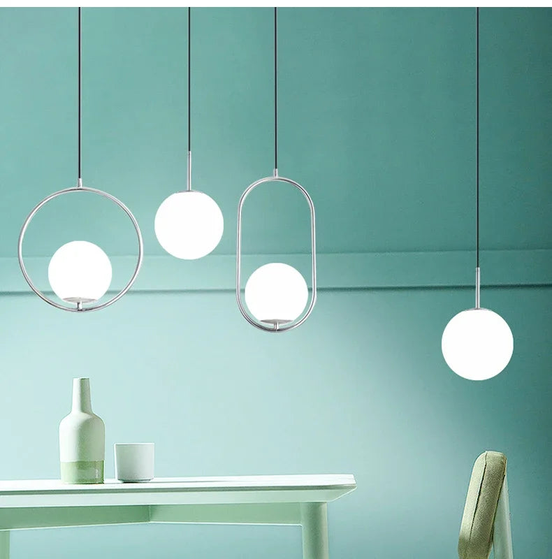 Pendant Light - Modern Glass Ball LED Hanging Lamp Brass Black Chrome SW-36210347 - SWEET-LIGHTS