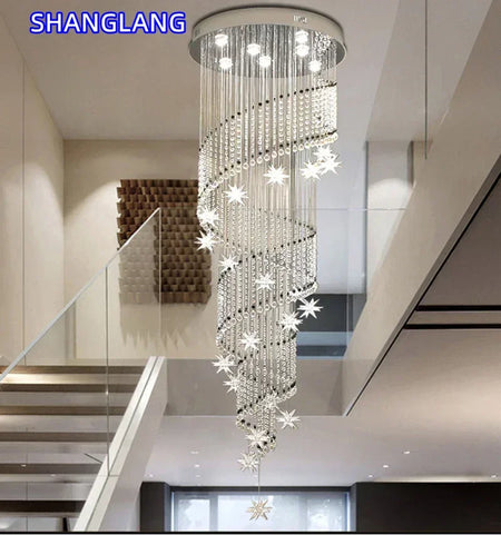 Chandelier - Modern Crystal Moon And Star Spiral Design For Lobby Stair Lighting SW-36210324 - SWEET-LIGHTS